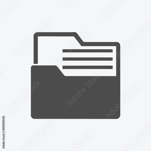 Black folder icon displays with a paper clip, a clear symbol of organization