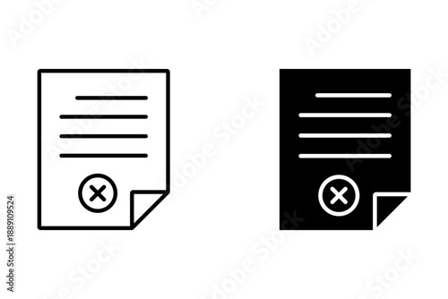 Wrong files line vector icon. Multiple rejected documents, failed data sets, or incorrect paper forms. Cross mark symbol on stacked digital papers for error or cancellation interface.