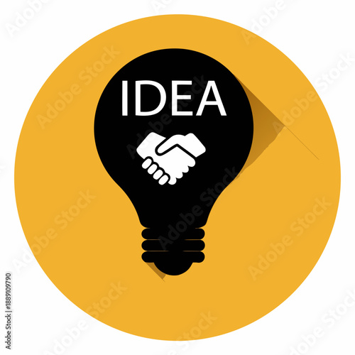 Idea concept a lightbulb with a handshake inside symbolizing collaboration