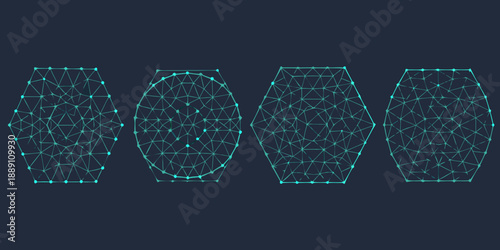 Geometric progression of hexagonal shapes constructed from interconnected lines