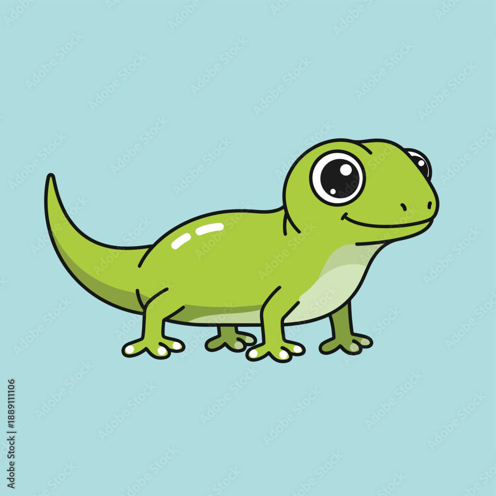 Naklejka premium Cartoon Green Lizard