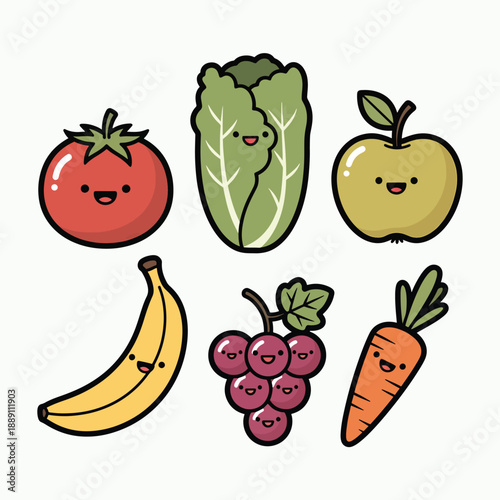Cartoon Fruits and Vegetables