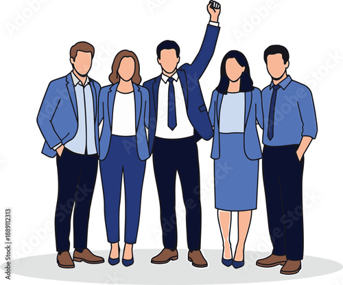 Diverse group of business professionals celebrating success