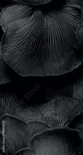 Ai Dark Botanical Texture of Mushroom Gills - Abstract Nature Macro Background