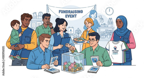 Diverse group of people at a fundraising event.