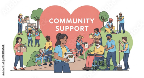 Diverse Community Support Group Helping Each Other Outdoors.