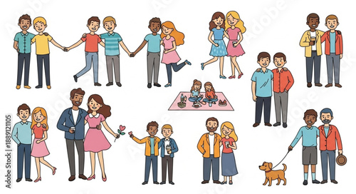 Diverse Couples and Friends Enjoying Time Together.