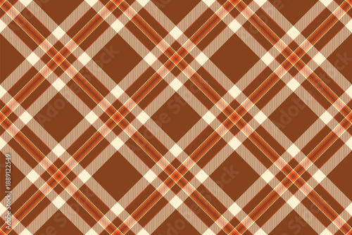 Classic plaid pattern in warm brown, beige, and orange tones. Seamless textile design evokes heritage, tradition, and cozy autumnal vibes. Ideal for backgrounds.