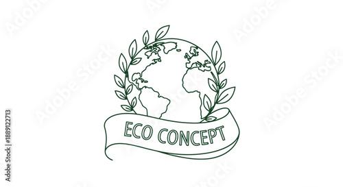 Eco friendly concept with earth and leaves illustration.
