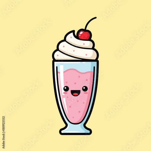 Smiling Strawberry Milkshake