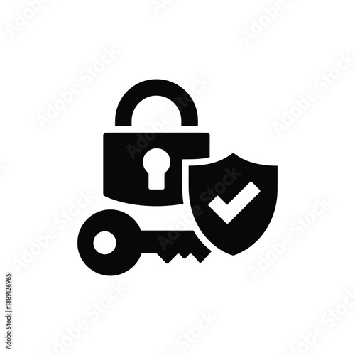 Security lock key shield icon privacy concept safe digital access protection secure data access vector graphic
