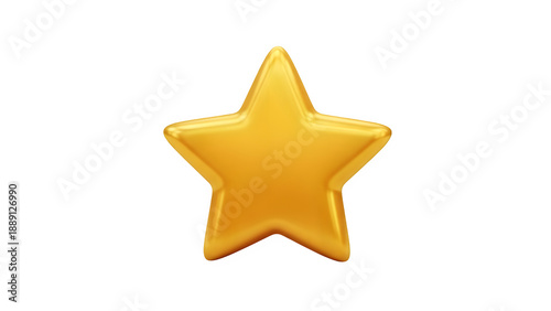 Shiny gold star emoji with glossy metallic look, isolated on white or transparent background, perfect for rating, reward, success, and achievement concepts. PNG