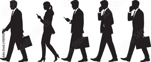 Professional business people walking silhouettes shilehute vector for corporate office culture and recruitment commercial marketing projects