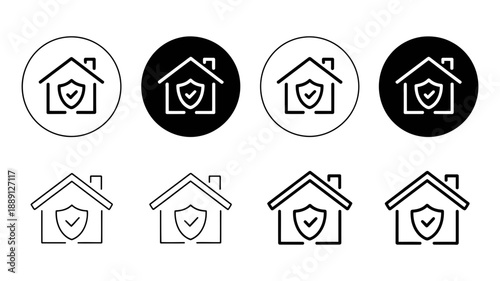 Digital house protection and security icon set for safeguarding property and asset