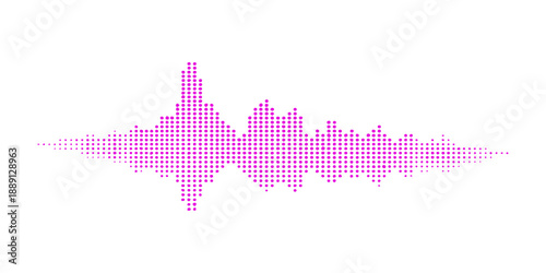 Vector illustration of a city skyline in pink featuring a tiled mosaic pattern and geographic silhouettes of America and Asia in a green square mesh design