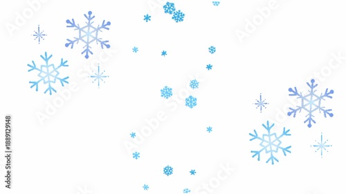 Snowflakes Falling on White Background