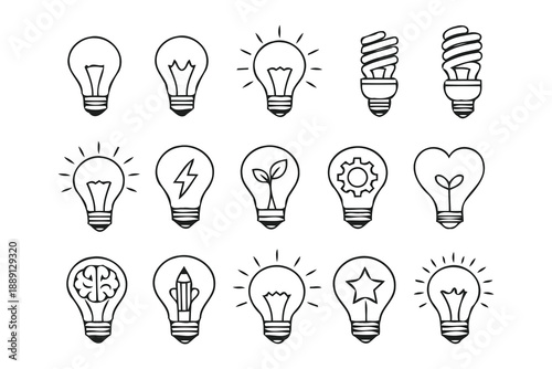 light bulb icons: idea concepts and symbols