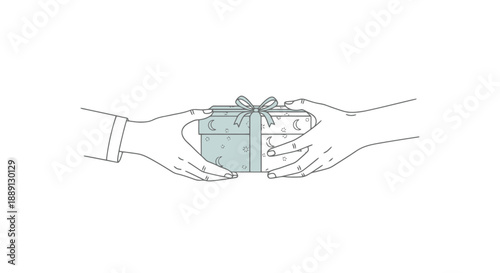 Handing Giving Receiving Gift Box Present Surprise Celebration Joy Kindness Sharing Exchange Presenting Offering Surprise Joyful Receiving Offering