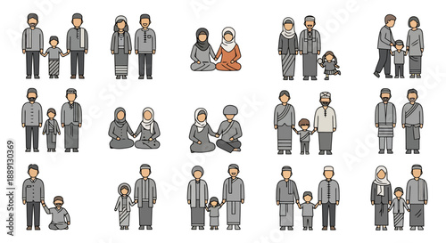 Collection Of Diverse Family Units Representing Different Cultures And Generations Standing Together In A Clear Display