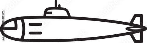 Minimalist Submarine Line Art Vector Icon