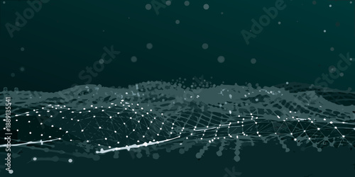 Abstract digital landscape with connected nodes and glowing lines