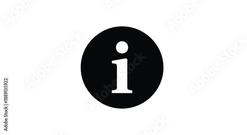A black circle containing a white lowercase i with a dot above it