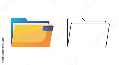 Two folder icons a colorful version and a black and white outline