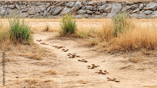 A line of chicken tracks on...