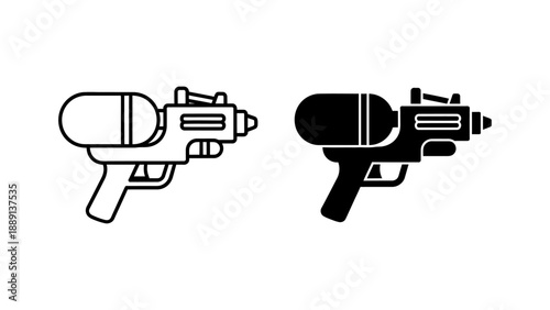 Black Water Gun Icon Outline and Solid Vector Design