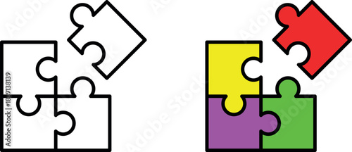 Puzzle Pieces. Puzzle isolated on transparent background. Vector