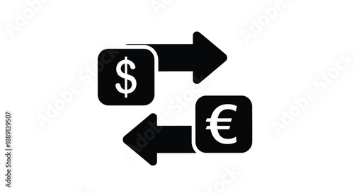 Currency exchange icon depicting us dollar and euro conversion