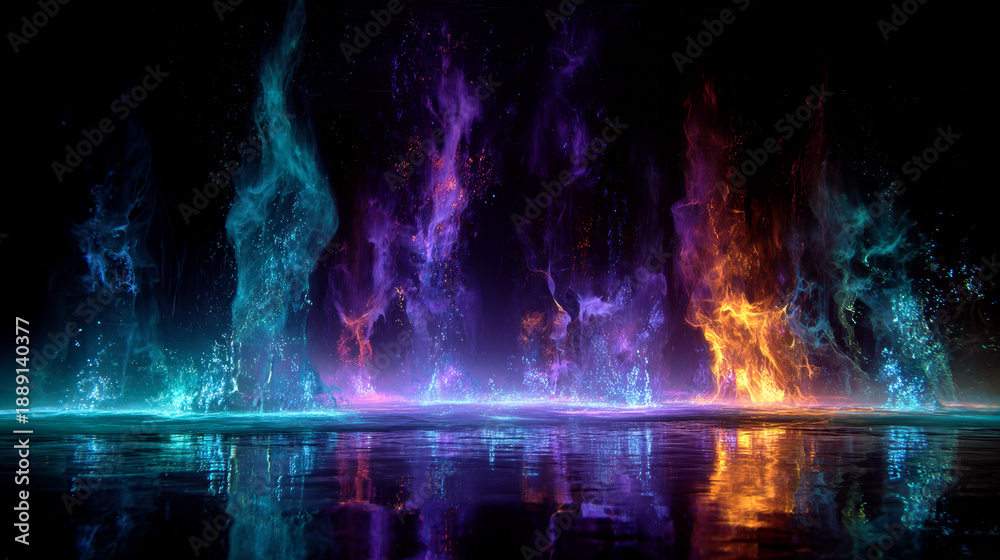 Fototapeta premium Colorful Abstract Water Composition with Penetrating Light