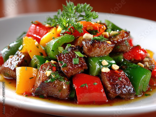 A spicy plate of Kung Pao b...