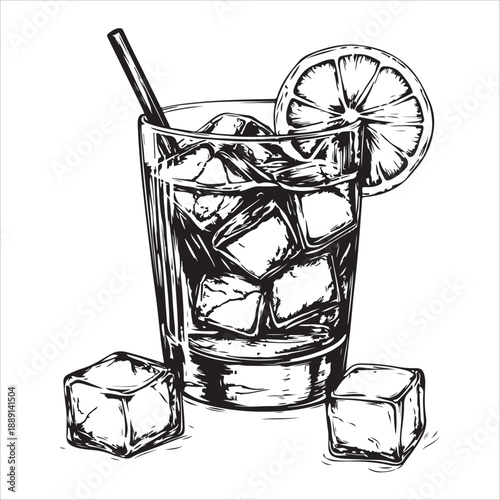 Hand drawn cocktails. Sketch alcohol drinks in glasses. Beverage such as cherry cocktail, champagne and pina colada, strawberry mojito, wine for restaurant, cafe, bar menu vector illustration set.