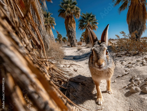 A desert cottontail rabbit ...