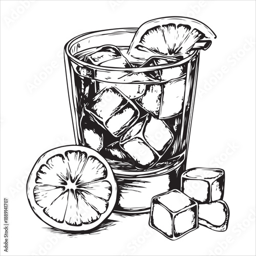 Hand drawn cocktails. Sketch alcohol drinks in glasses. Beverage such as cherry cocktail, champagne and pina colada, strawberry mojito, wine for restaurant, cafe, bar menu vector illustration set.