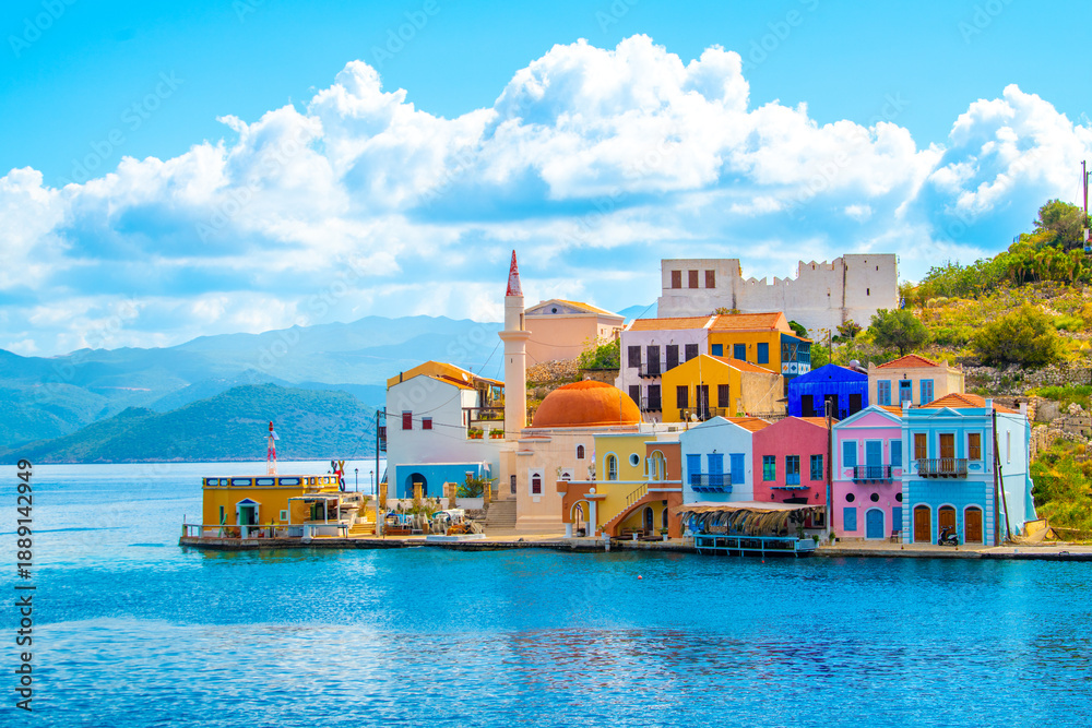 Obraz premium A scenic view of Kastellorizo Island. Katellorizo is popular tourist destination in Greece.