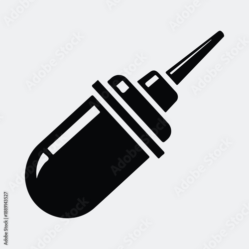 Minimalist black silhouette of a liquid dispenser or eyedropper bottle silhouette vector illustration