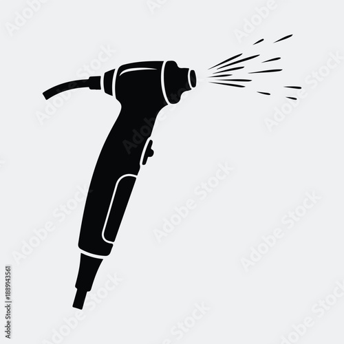 Modern bidet sprayer nozzle handheld device for personal hygiene silhouette vector illustration