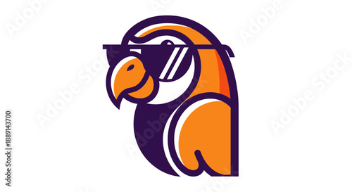 Stylized parrot mascot illustration with sunglasses vector art on white
