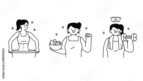 A woman engaging in healthy lifestyle habits including exercise and nutrition