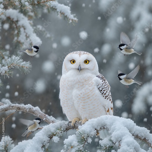 snowy owl in the snow