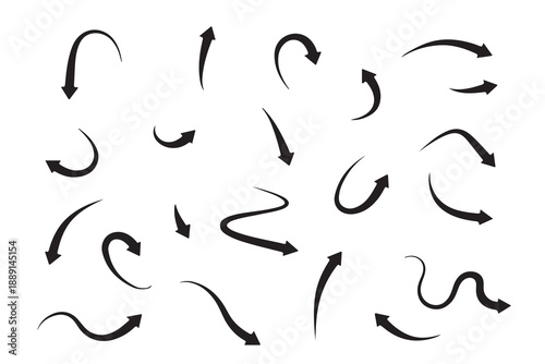 Set of black arrows on white background vector