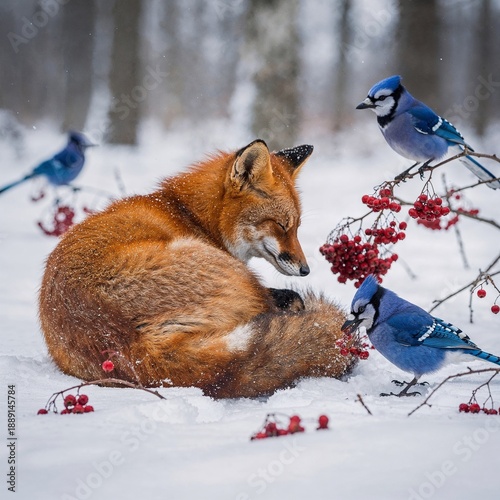 red fox in the snow