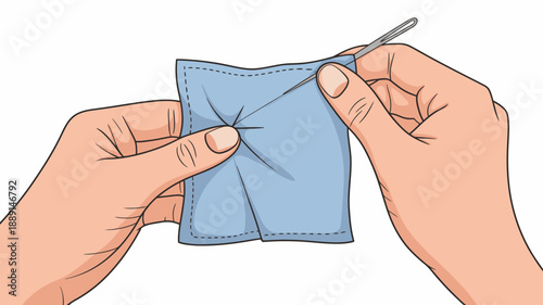 Hands Sewing Cloth Fabric Crafting DIY Project Tutorial