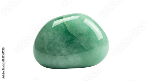 Polished green jade stone with smooth surface and natural texture