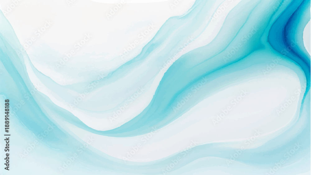 Obraz premium Vector Abstract watercolor swirls of turquoise and cyan blend gracefully, creating a sense of ethereal beauty and fluidity in a captivating display of artistry. 