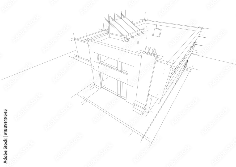 Fototapeta premium Modern house sketch 3d illustration