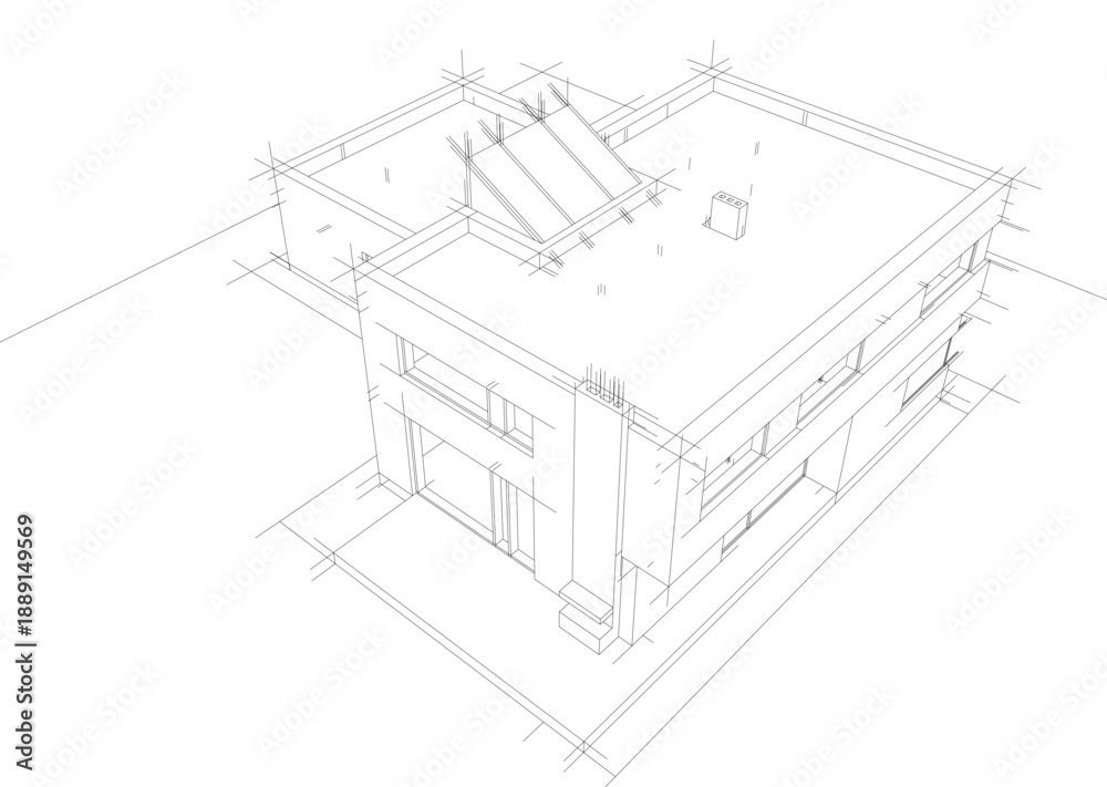 Obraz premium Modern house sketch 3d illustration