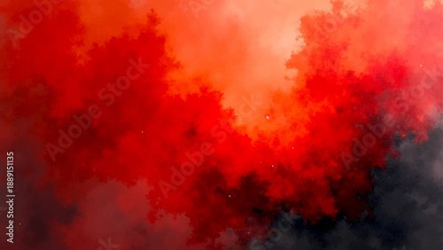 An abstract red and black grunge background features a dark explosion of fire and smoke with a hot textured inferno of burning orange energy